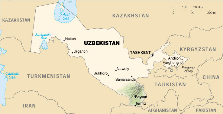 uzbekistan map