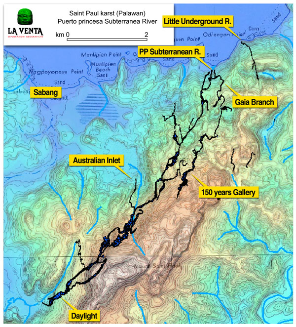Situazione dei rilievi del Subterranean River