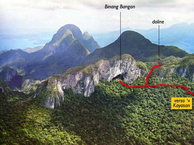La grotta e la zona sommitale di Binag Bangan